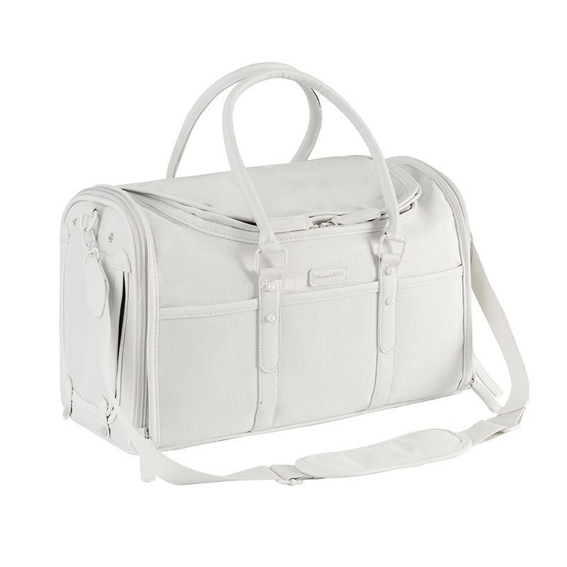 貓包便攜透氣旅行包 車載寵物包便攜可折疊寵物包 多功能狗背包 大容量 寵物旅行袋 狗行李包 寵物單肩包 行李上的寵物袋（淺灰色）