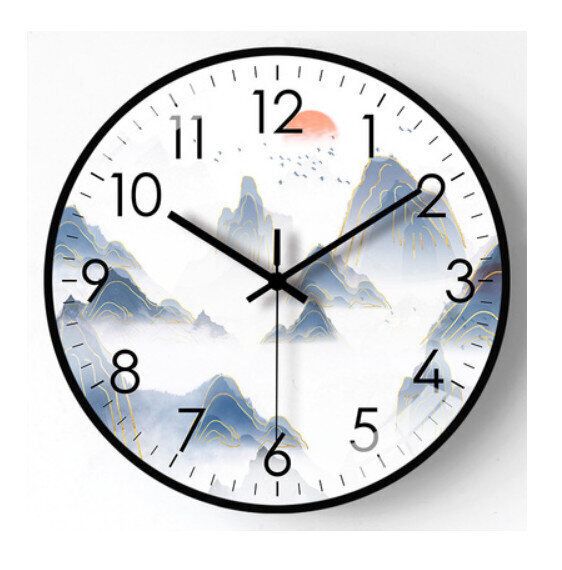 家用簡約石英掛鍾（雲山霧罩-黑框）【12英寸】