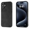 Black Frame Two-color Calf Texture PU Phone Case For iPhone 16 (Black)