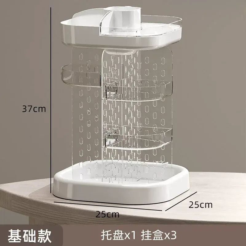 旋轉化妝品收納架高階感梳妝檯置物架多功能分層一體收納架子