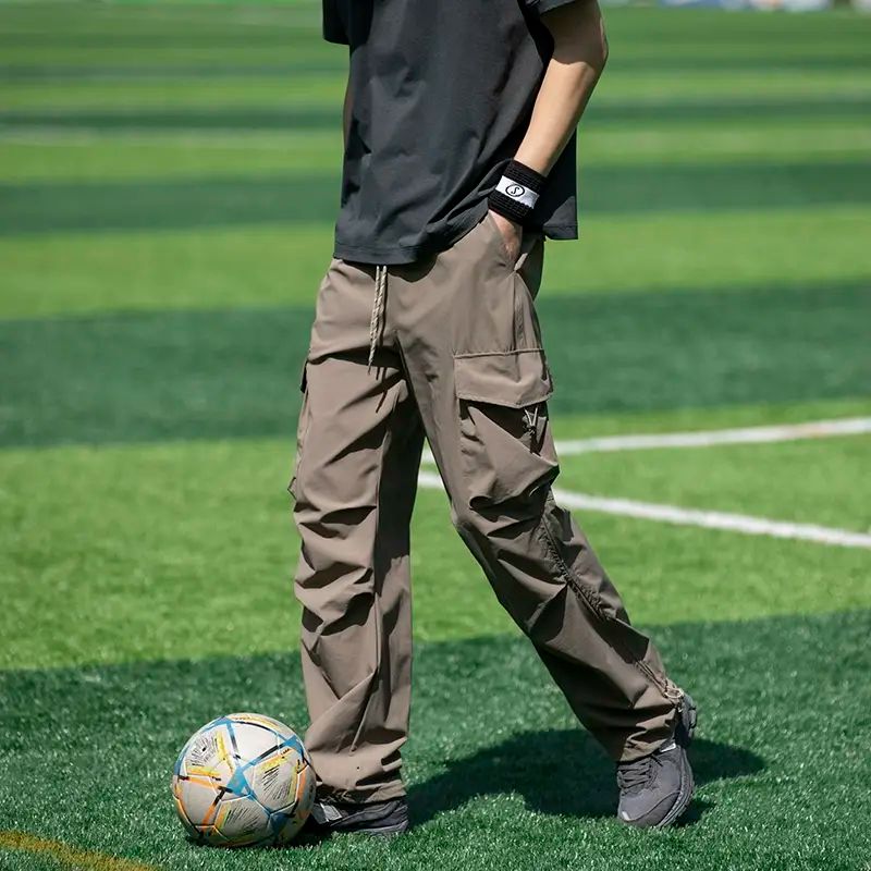 男士阔腿伞兵裤工装裤休闲裤美式男生速干薄款大口袋户外冲锋裤