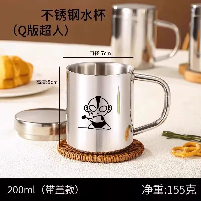 食品級304不鏽鋼水杯兒童家用帶蓋防摔可刻字幼兒園雙層防燙水杯