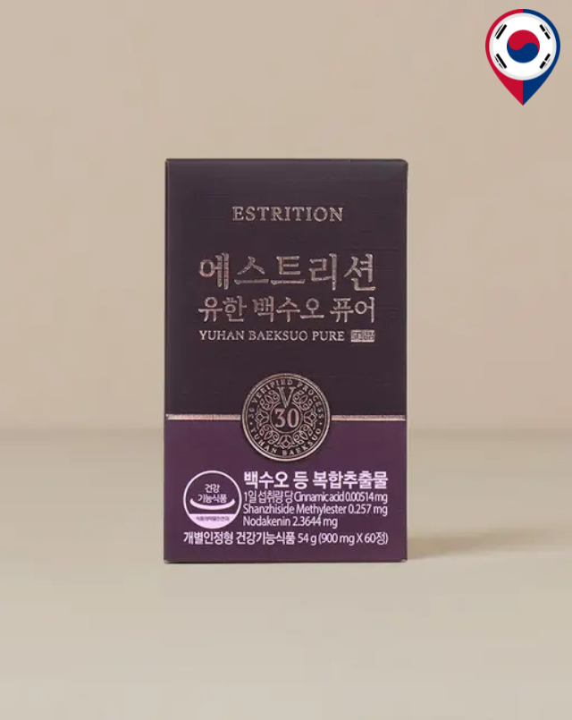 Estrition 白首烏純/女性更年期前期及更年期護理/60粒/뉴오리진 /韓國食品藥物安全部批准/ 改善10項更年期指標/無添加/PTP 獨立包裝/每日2 顆/註冊為美國FDA NDI/柳韓