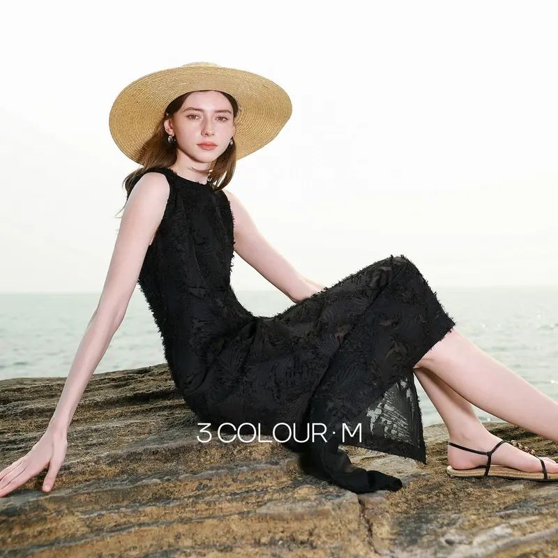 Sancai 2026 summer new style sleeveless round collar vest skirt A line skirt cropped d Classic Blac