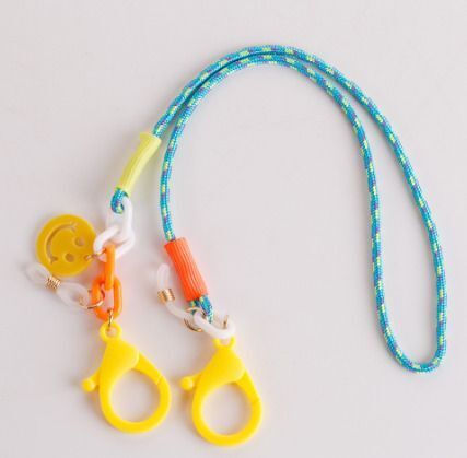 Children's Anti-lost Mask Lanyard-Blue Rope + Smiley Face