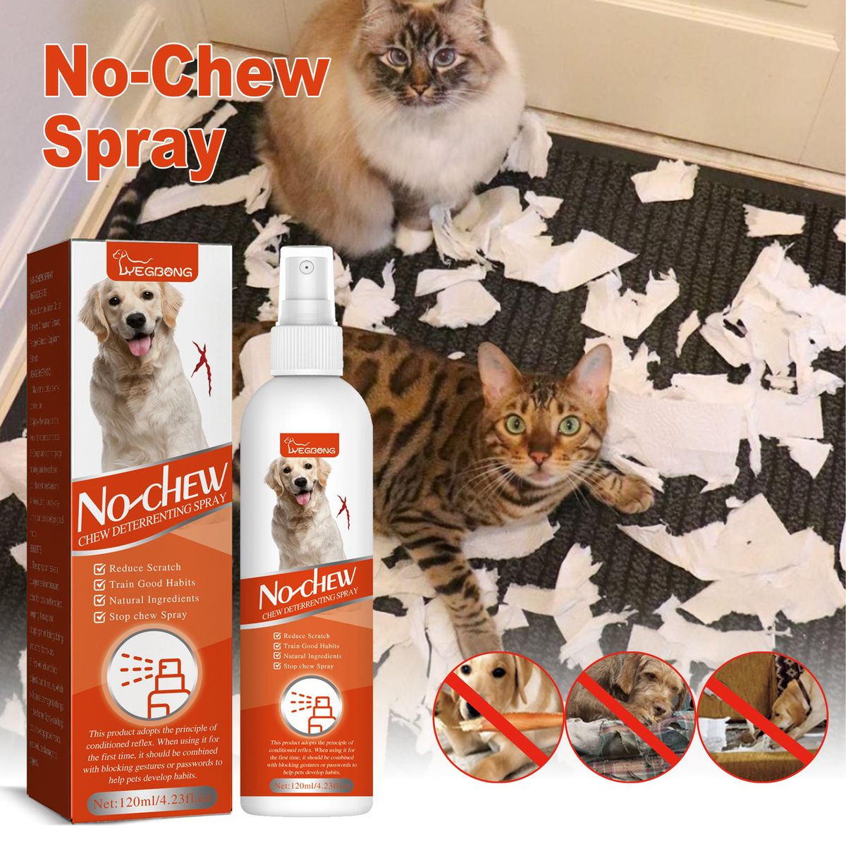 No-Chew Spray for Dogs & Cats 120ml Chew Deterrent Spray [Parallel Import]