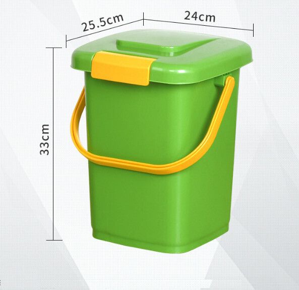 家用帶蓋廚餘塑膠垃圾桶【綠色方形10L】#Q901001372