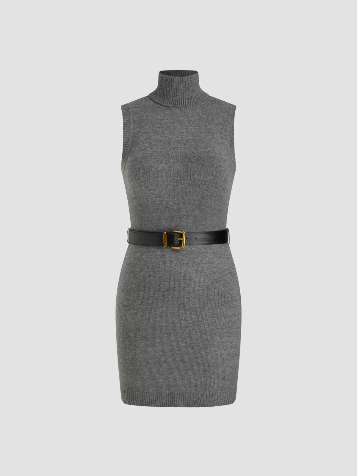 CIDER Autumn Winter Women s Knit High Neck Elegant Mini Dress 114440149 Dark gray S