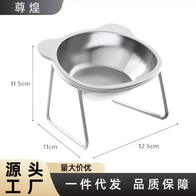 304不鏽鋼斜口寵物狗碗貓咪飯碗食盆糧碗喝水碗適用狗用優質耐用