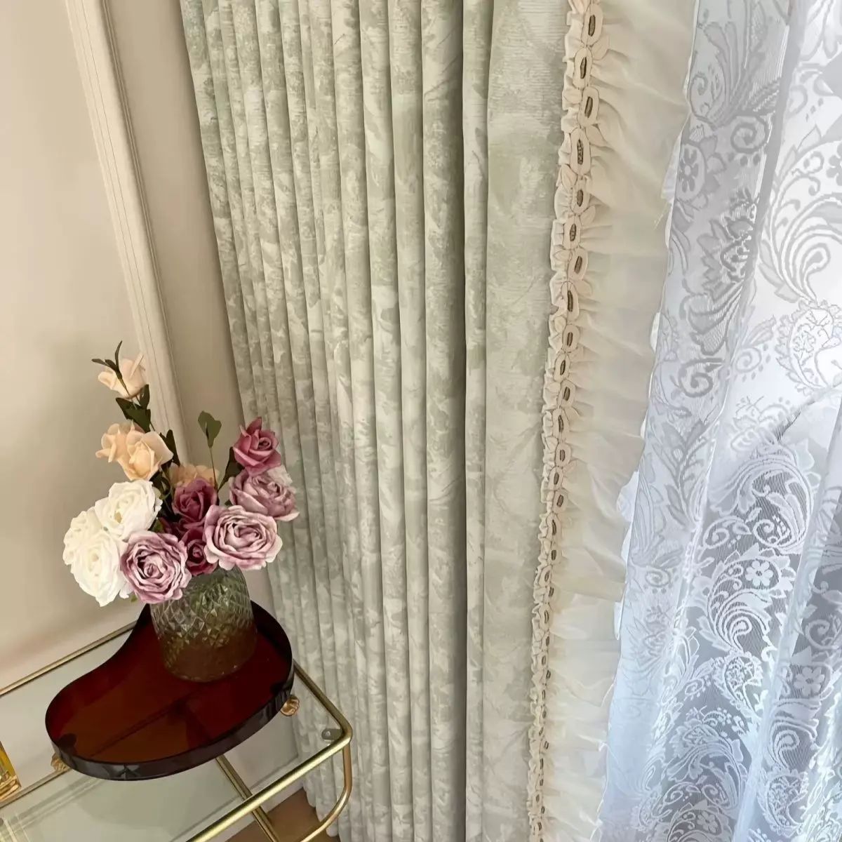 French green thickened jacquard high-precision living room and bedroom light luxury fashion high bl