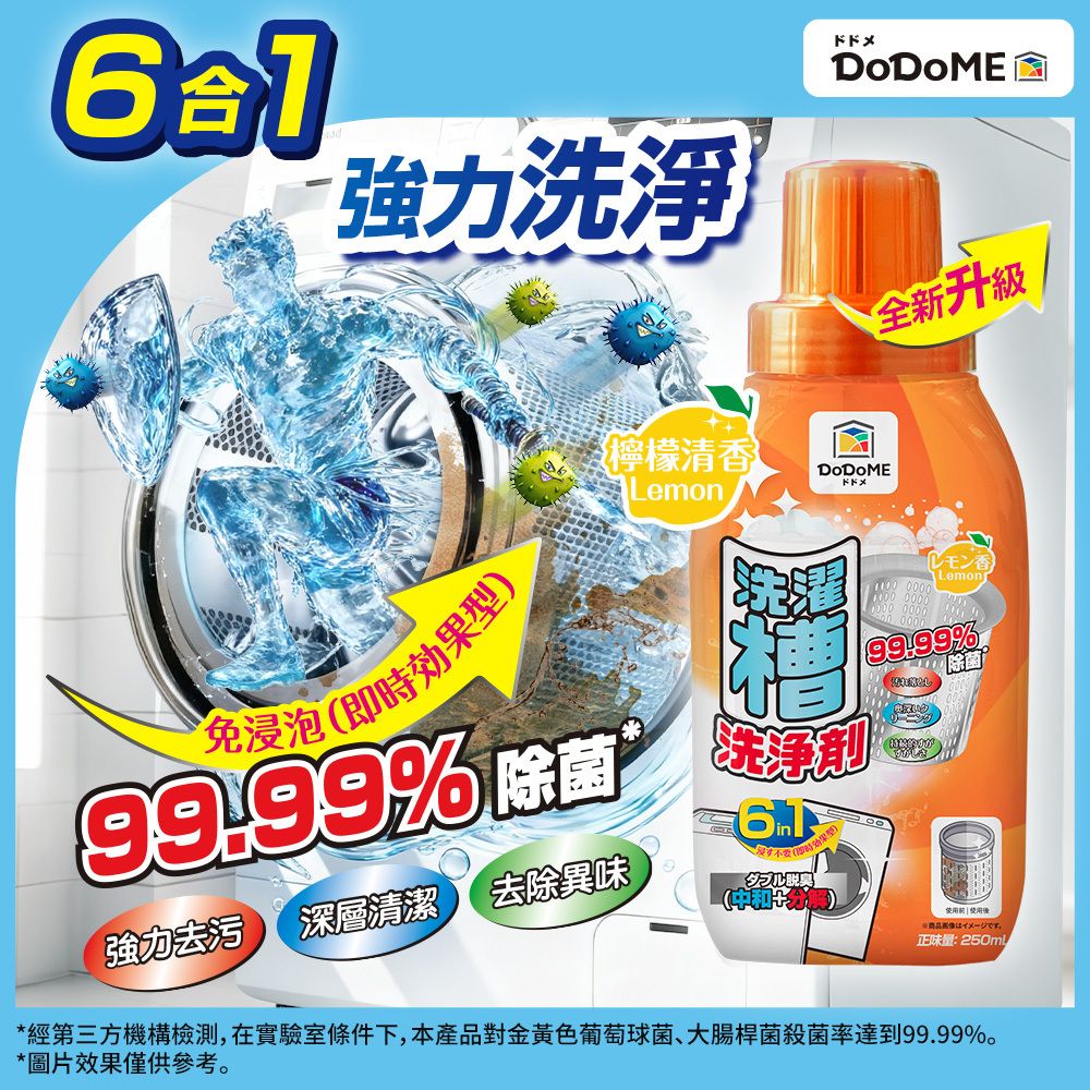洗衣機除菌清潔液(檸檬清香) 250mL #6合1#殺菌99.99%#深層清潔#去味除垢