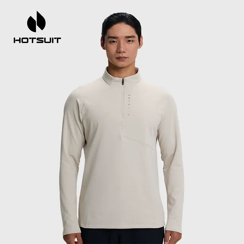 hotsuit後秀格粒絨長袖T恤女2025秋季加絨保暖修身抓絨運動上衣男6942197618542