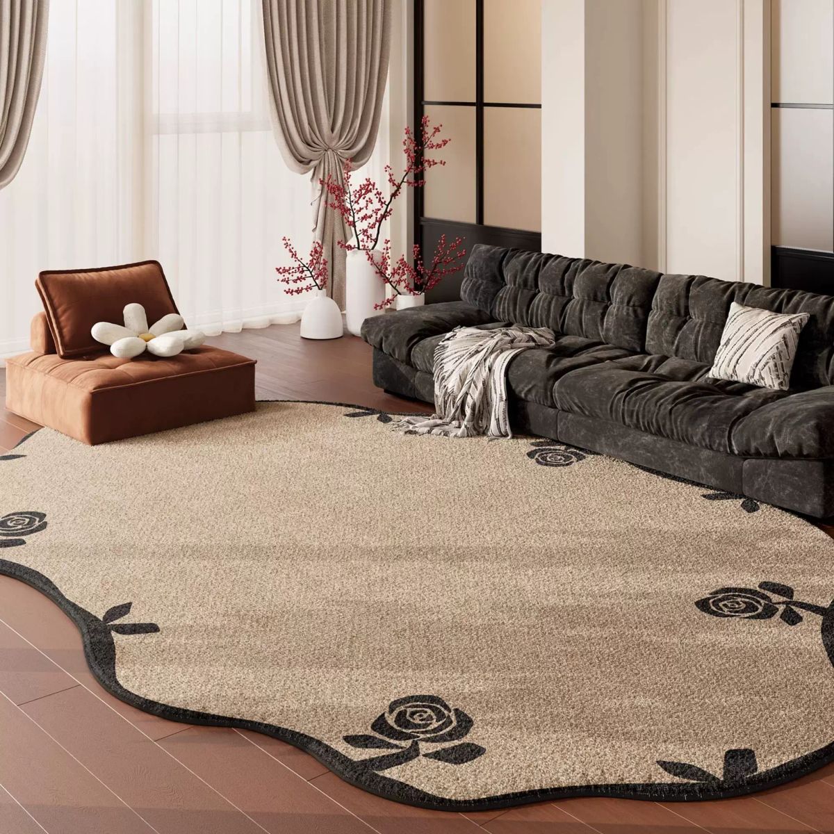 Imitation cashmere French living room carpet, new style, antique style sofa, coffee table blanket, 