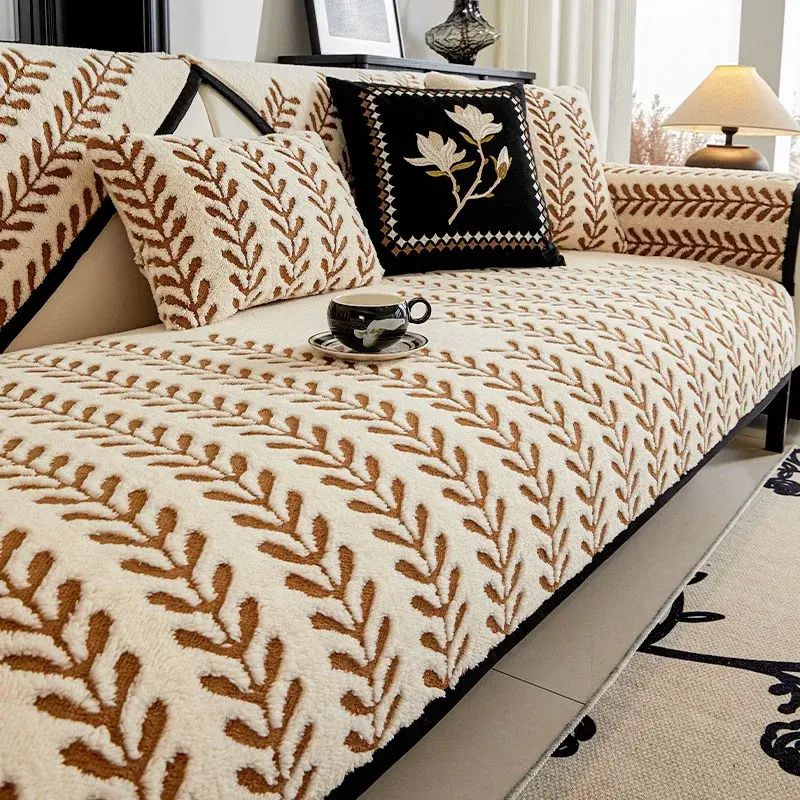 轻奢沙发垫 冬季小米貂毛绒 加厚保暖坐垫子高端沙发套 罩盖布巾