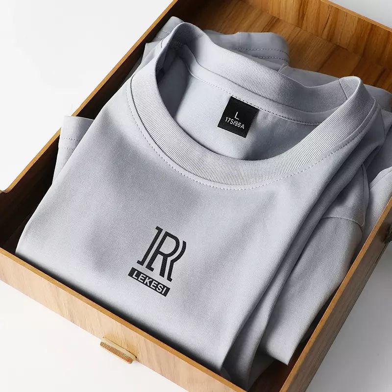 瞬间给你的气质加分，丝光棉圆领短袖T恤男士新款潮流百搭打底衫