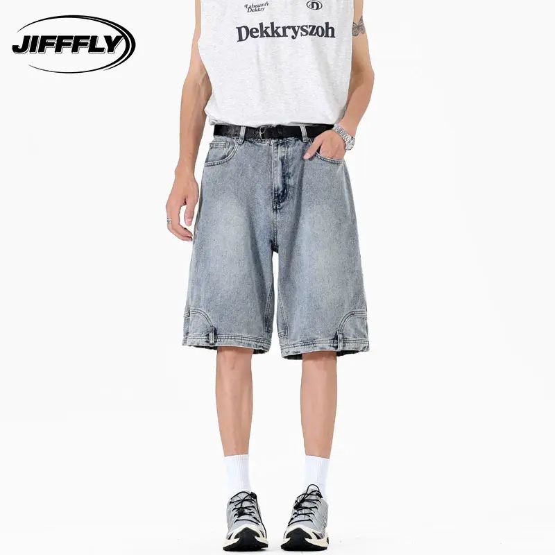 Jifffly美式复古牛仔短裤男2025夏季新款ins潮牌宽松休闲五分裤子
