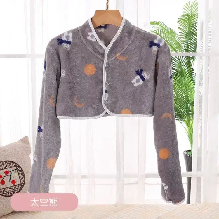 Autumn and winter flannel shoulder pads to keep warm while sleeping, long-sleeved women's postpartu