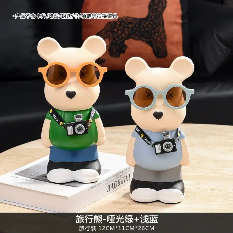 暴力熊客厅电视柜轻奢高档陶瓷酒柜装饰品摆件家居卡通储蓄罐