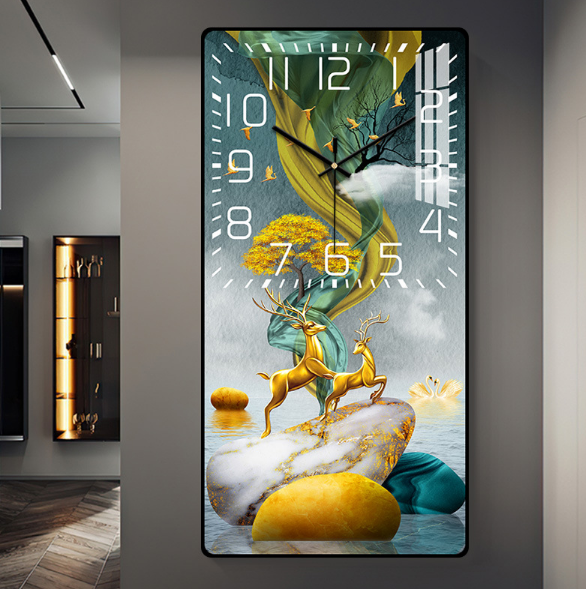 簡約裝飾壁掛鐘(A款黑框）【40cm*60cm-晶瓷面】