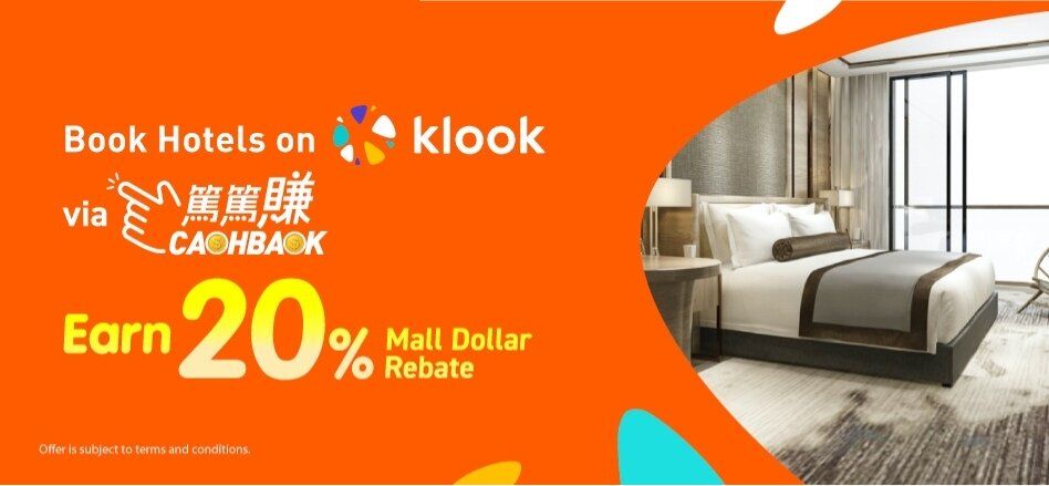 CASHBACK Klook hotel 20%
